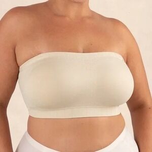 Truekind Convertible Strapless Bandeau Bra Large Beige Built-in Pads Wireless